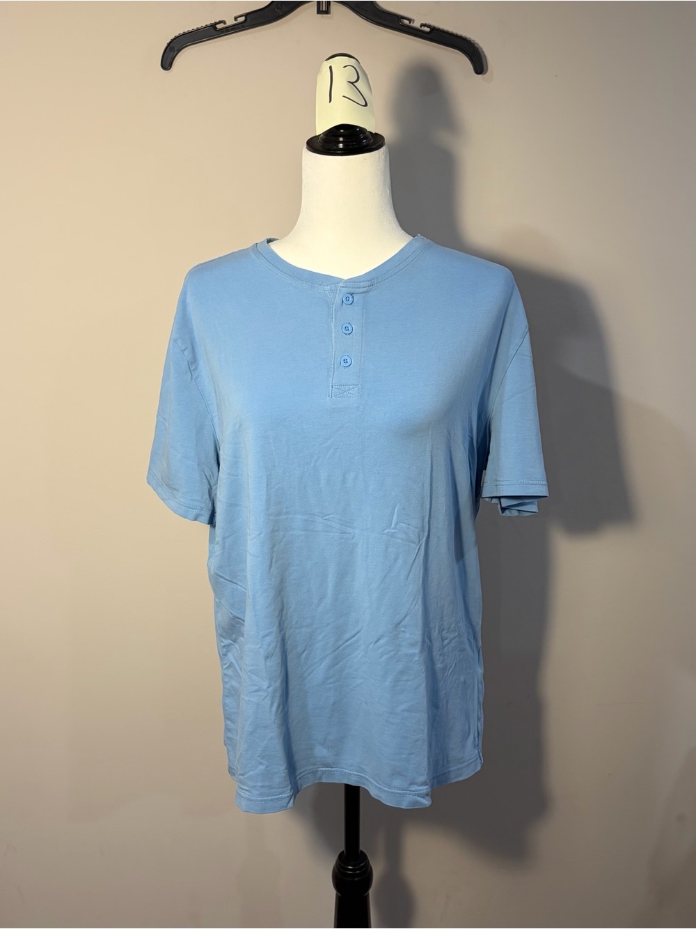Kenneth Cole Light Blue Short Sleeve Henley Tee